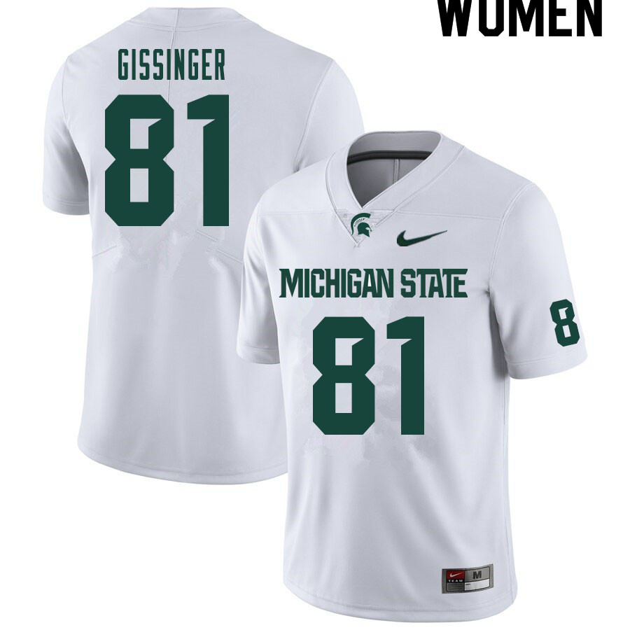 Women #81 Parks Gissinger Michigan State Spartans College Football Jerseys Sale-White